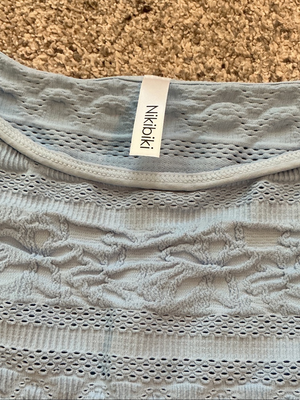 New Nikibiki Textured Seamless Short Sleeve Top ~ Serene Blue - Picture 5 of 8